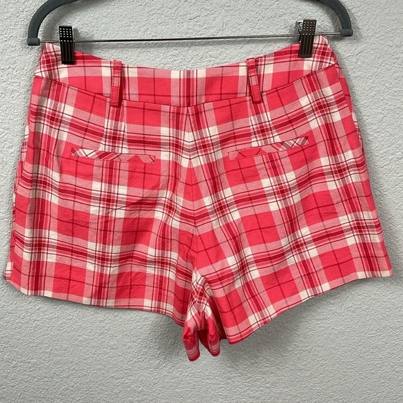 New Smythe Pleated Plaid Walking Shorts in Watermelon Plaid Red Sz 6 - Picture 7 of 12